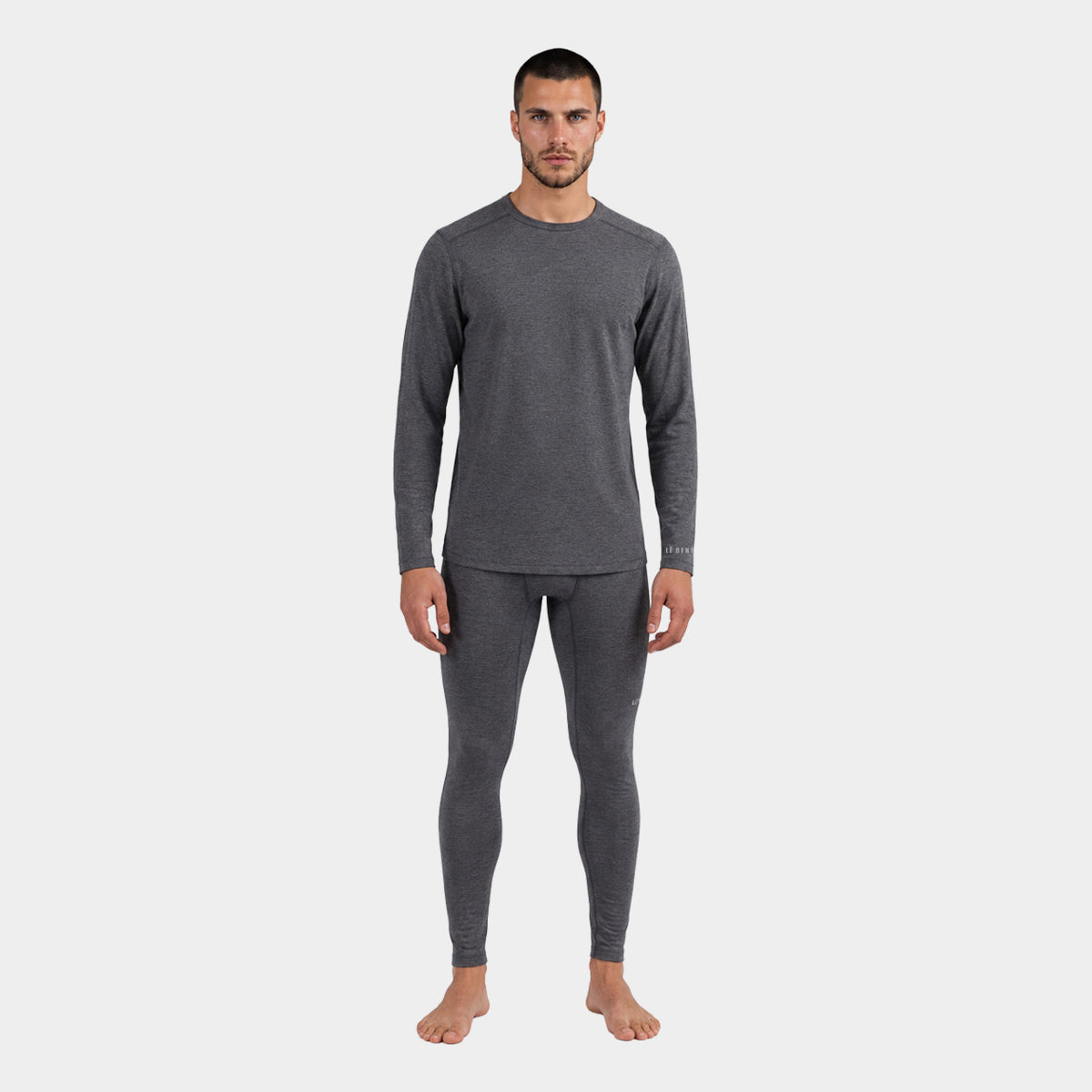 Mens Merino Lightweight Base Layer Crew – Dark Heather Grey