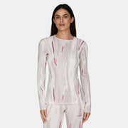 Womens Merino Heavyweight Grid Fleece Base Layer Crew – Pearl Snow Gum