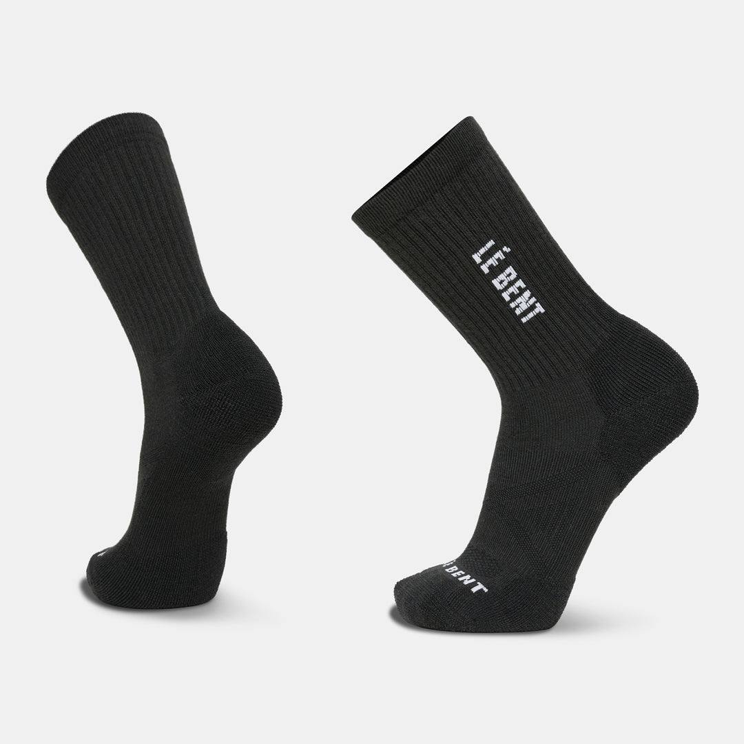 Targeted Cushion Merino Logo 3/4 Crew Ribbed Sock – Black