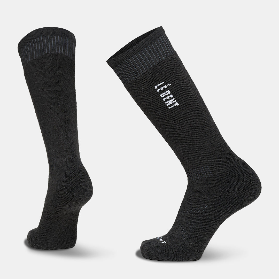 Full Cushion Merino Logo Snow Sock – Black